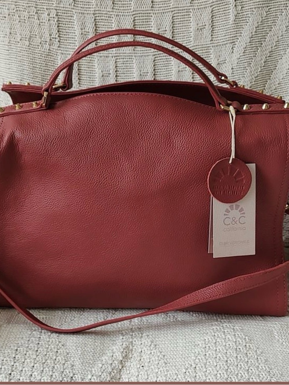 C&C California pink/red Leather Satchel